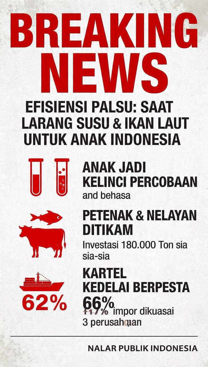 BREAKING NEWS: EFISIENSI PALSU – SAAT BGN LARANG SUSU & IKAN LAUT UNTUK ANAK INDONESIA
