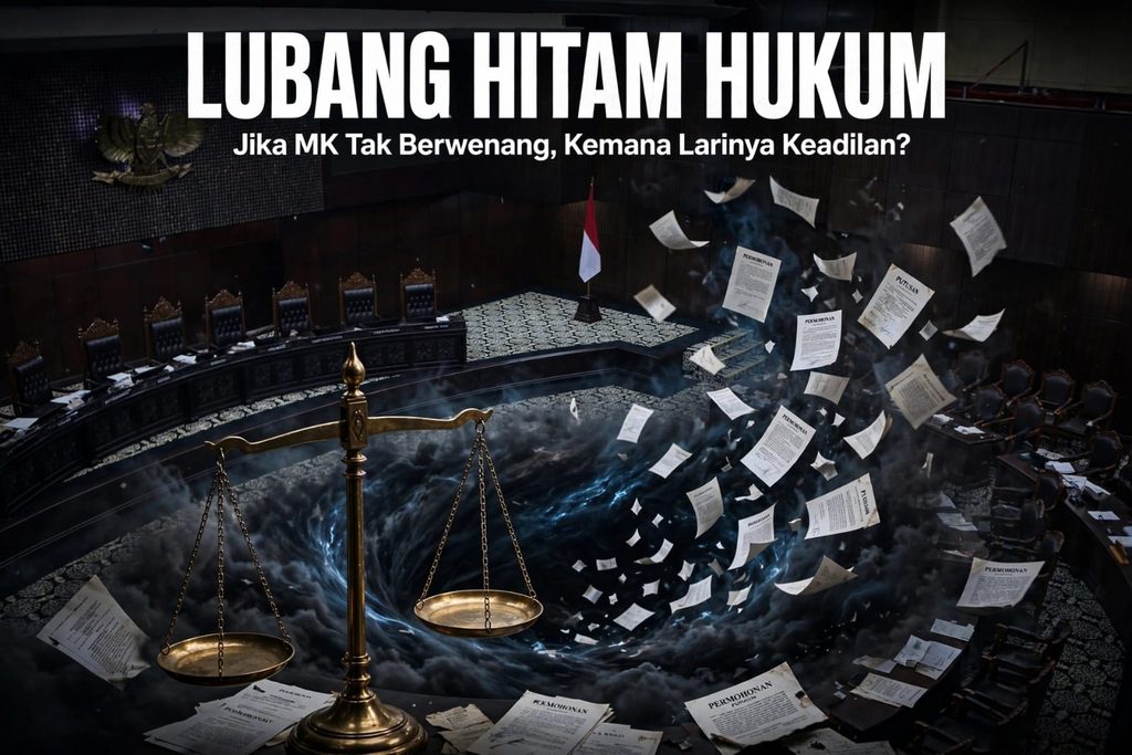 Ilustrasi lubang hitam hukum kasus ijazah Gibran Rakabuming Raka di MK, jika MK tak berwenang kemana keadilan rakyat mencari jawaban
