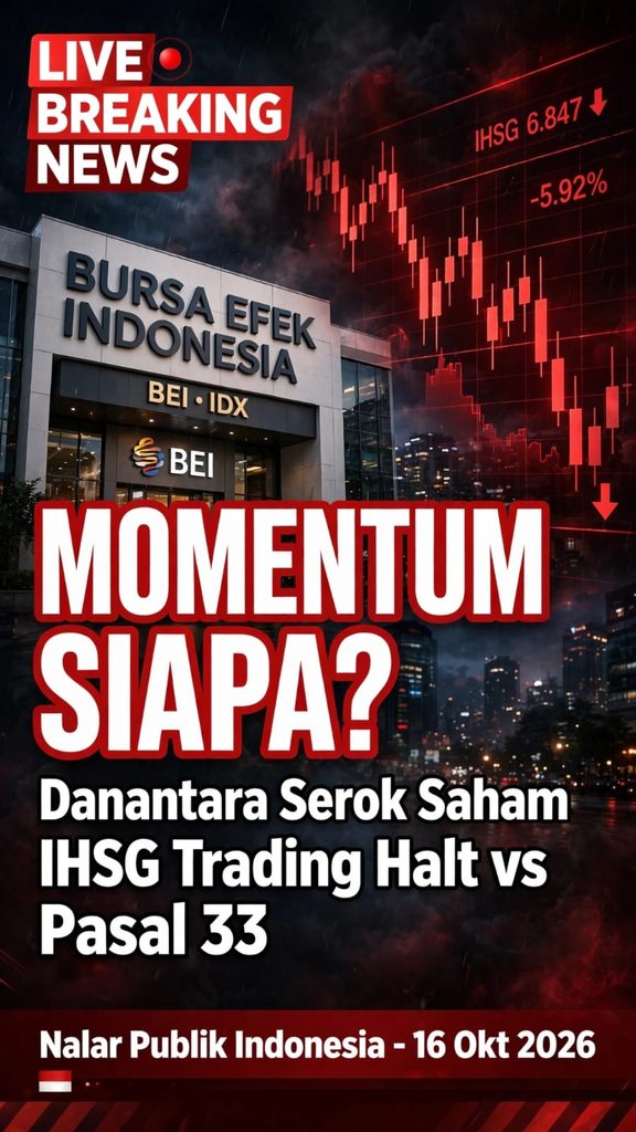 Momentum siapa di balik aksi Danantara serok saham saat IHSG trading halt 16 Oktober 2026 vs Pasal 33 UUD 1945 - Analisis Amru Siregar Magister Hukum UMSU